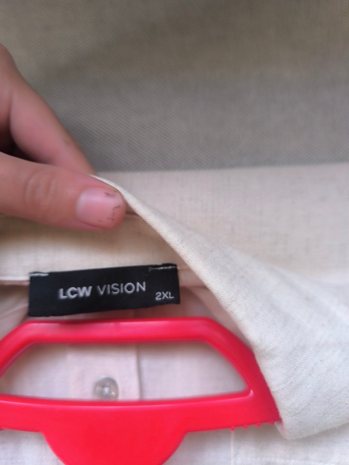 Düğmeli Beyaz Hamile Keten Gömlek - Görsel 3