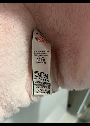 13-14 Yaş Beden pembe Renk Pembe midi Kışlık Mont Fermuarlı Kapüşonlu
