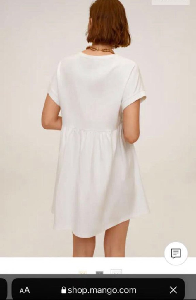 Kadın Beyaz Midi Keten Elbise - Görsel 3