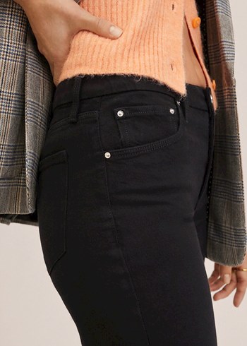 Siyah Regular Fit Kadın Midi Jean - Görsel 2