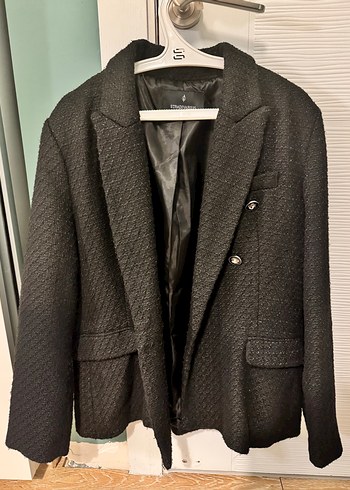 Stradivarius Siyah Midi Blazer Ceket - Görsel 2
