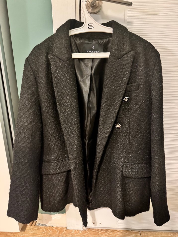 Stradivarius Siyah Midi Blazer Ceket - Görsel 2