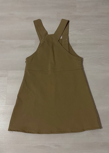 Bej Çocuk Kolsuz Midi Salopet Elbise - Görsel 2