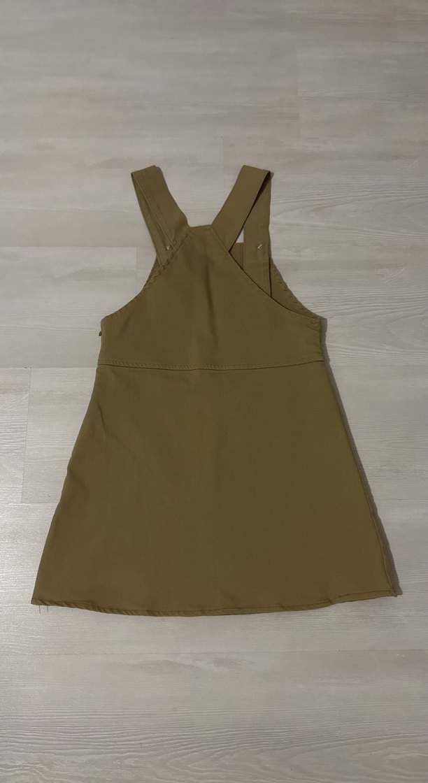 Bej Çocuk Kolsuz Midi Salopet Elbise - Görsel 2