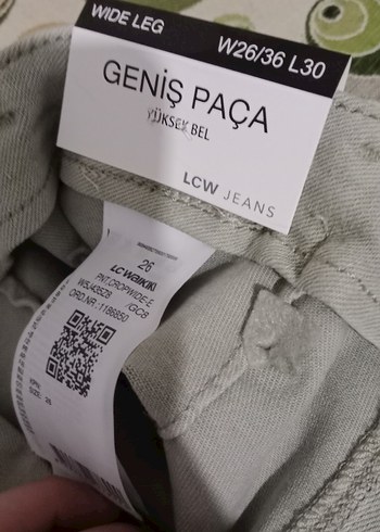 Kadın Haki Pamuklu Geniş Kesim Midi Pantolon - Görsel 5