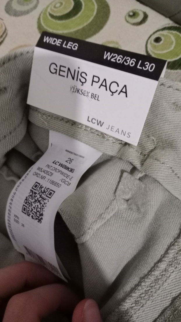 Kadın Haki Pamuklu Geniş Kesim Midi Pantolon - Görsel 5