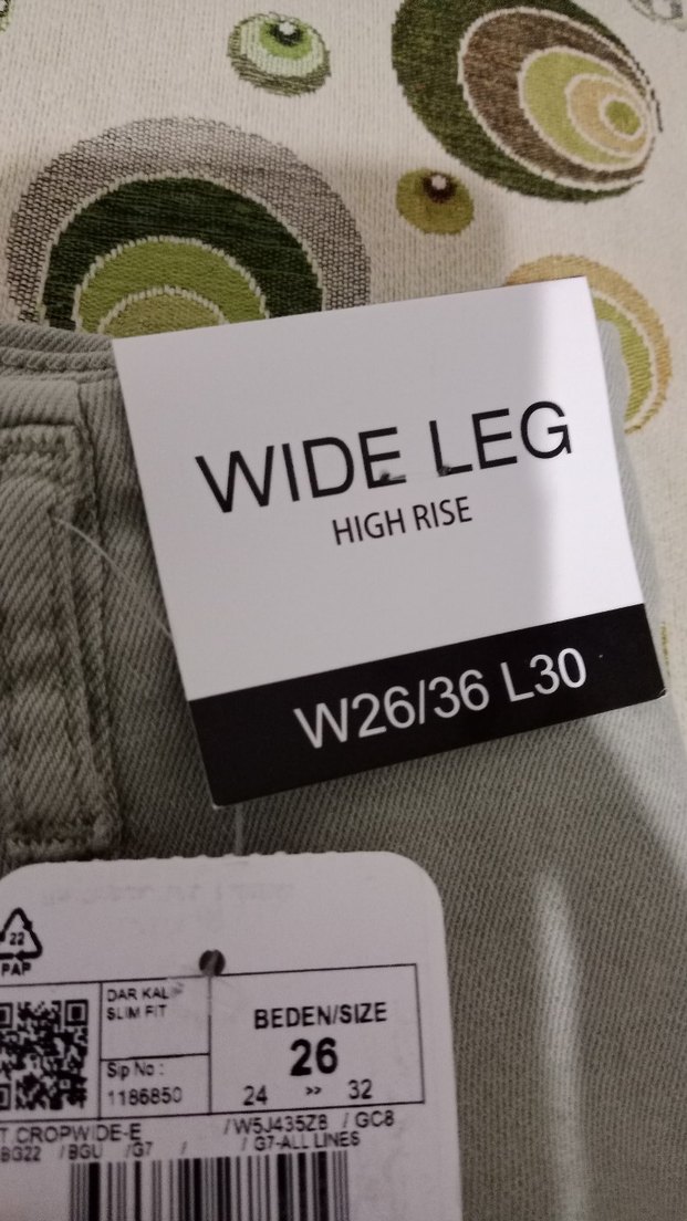 Kadın Haki Pamuklu Geniş Kesim Midi Pantolon - Görsel 4