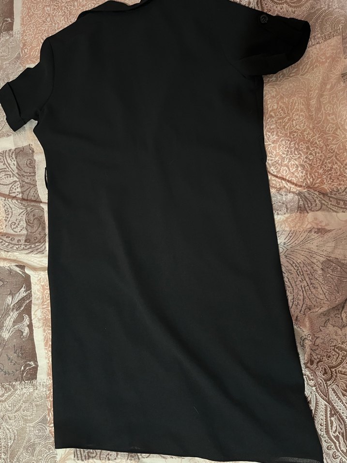 Düğmeli Siyah Kadın Midi Elbise - Görsel 3