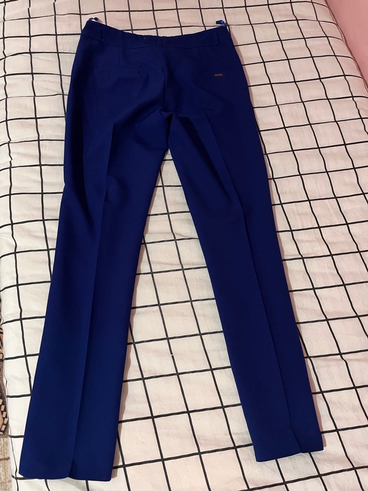 Kadın Lacivert Pilili Kumaş Pantolon - Görsel 3