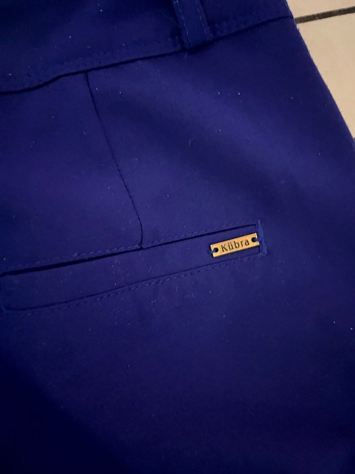 Kadın Lacivert Pilili Kumaş Pantolon - Görsel 4