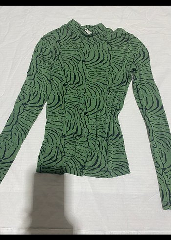 Yeşil Desenli Balıkçı Yaka Bluz - Görsel 4