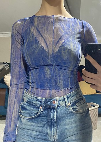 Transparan Uzun Kollu Kadın Bluz - Görsel 2