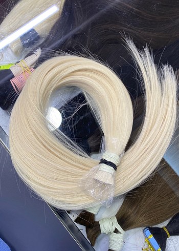 65 cm platin gerçek saç - Görsel 3