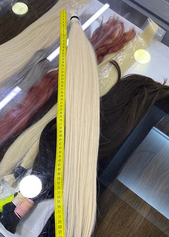 65 cm platin gerçek saç - Görsel 4