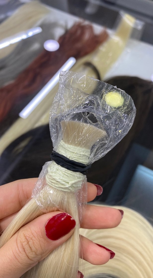 65 cm platin gerçek saç - Görsel 2