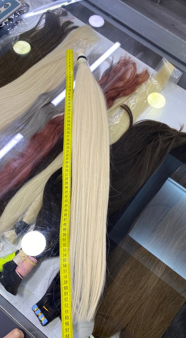 65 cm platin gerçek saç - Görsel 4