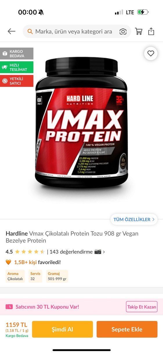 Hard Line VMAX Protein Bitkisel toz - Görsel 2
