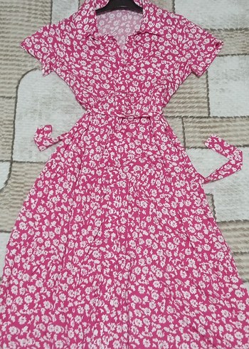 Pembe Çiçekli Uzun Bohem Elbise - Görsel 2