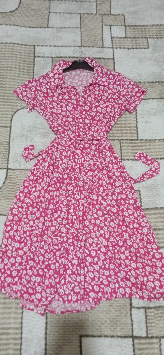 Pembe Çiçekli Uzun Bohem Elbise - Görsel 2