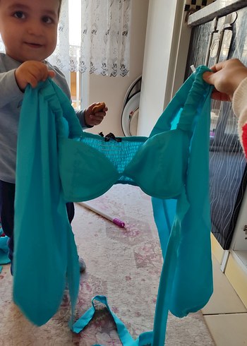 Turkuaz Bebek mavisi büstiyer - Görsel 2