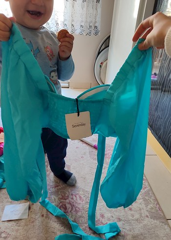 Turkuaz Bebek mavisi büstiyer - Görsel 3