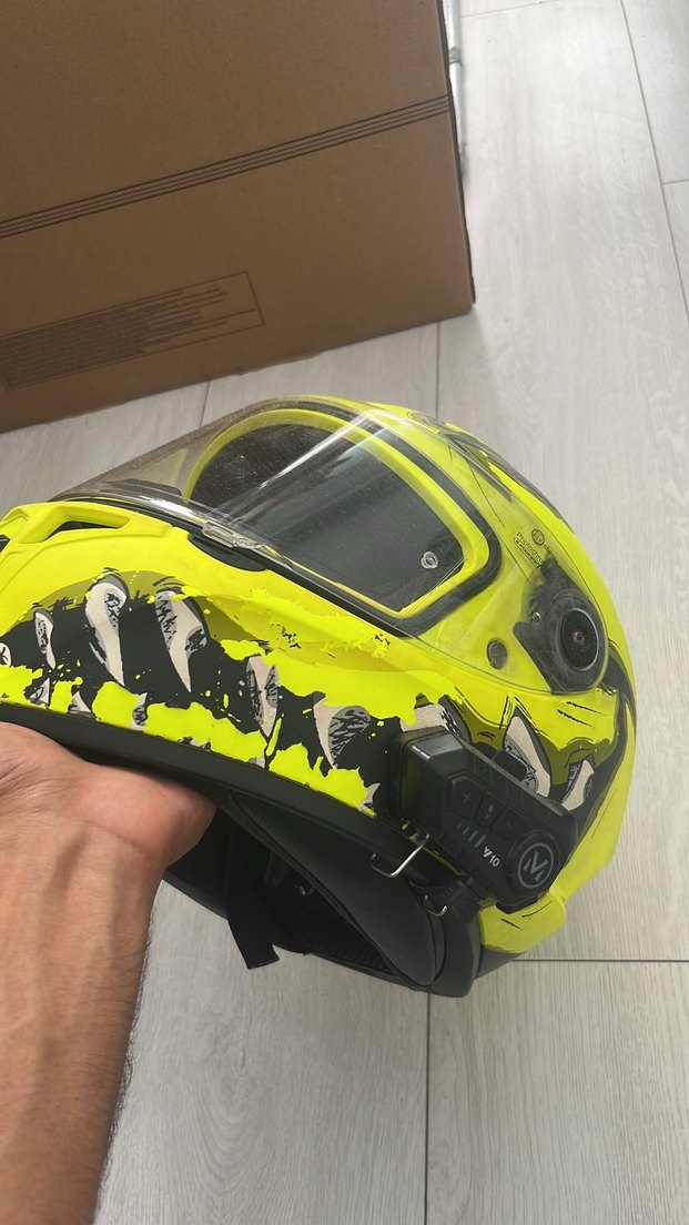 Sarı Desenli Biker Motosiklet Kaskı - Görsel 3