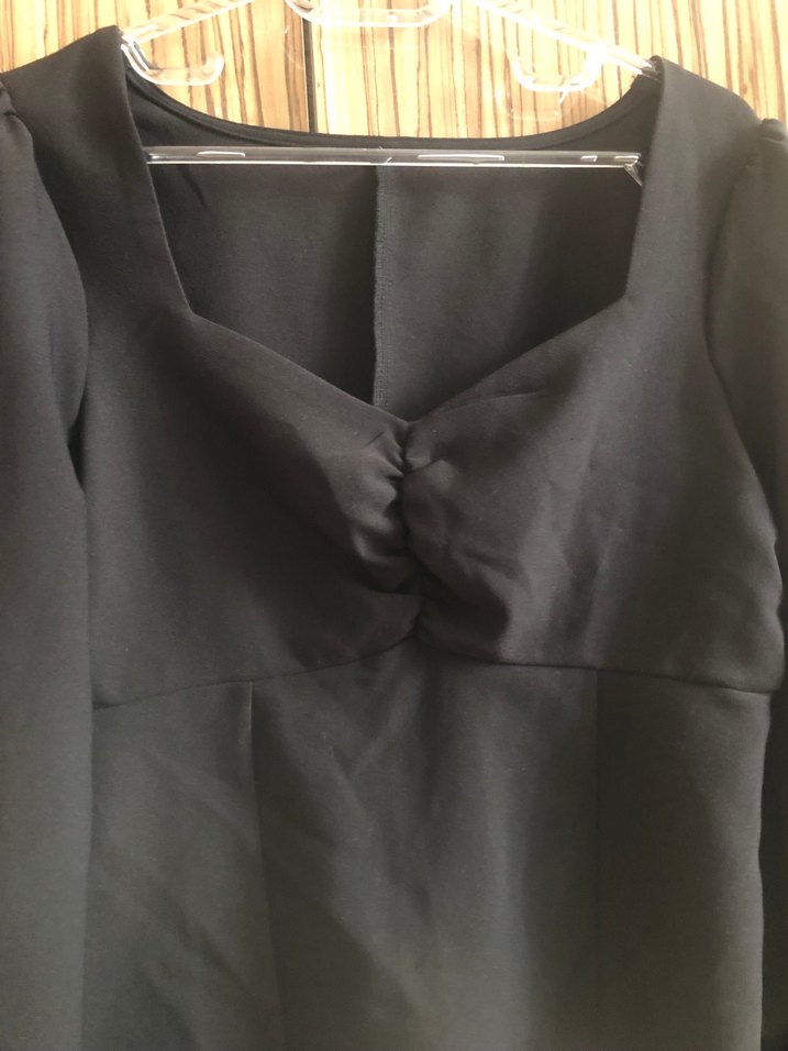 Siyah V Yaka Uzun Kollu Kadın Bluz - Görsel 2