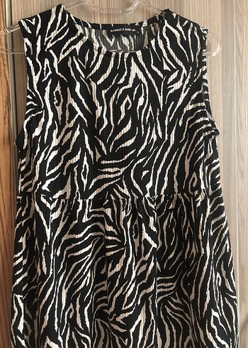 Kadın Zebra Desenli Uzun Pilili Elbise barrels and oil - Görsel 2