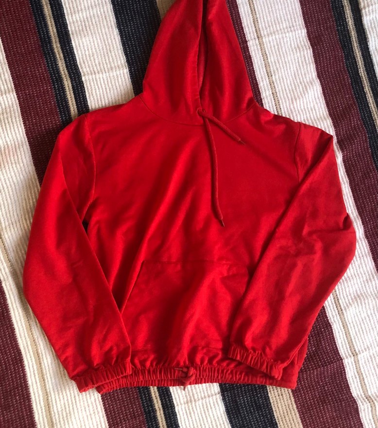 Kırmızı Kadın Sweatshirt Kapüşonlu mevsimlik - Görsel 2