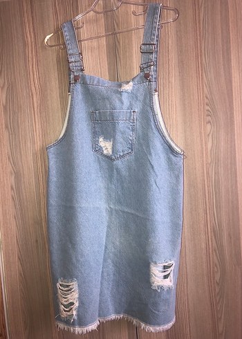 Kadın Kot Askılı Tulum - Görsel 2