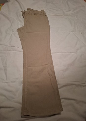 Mavinin ürünü. Bej rengi Kadın Normal Kesim Kot Kumaşı Panton - Görsel 2