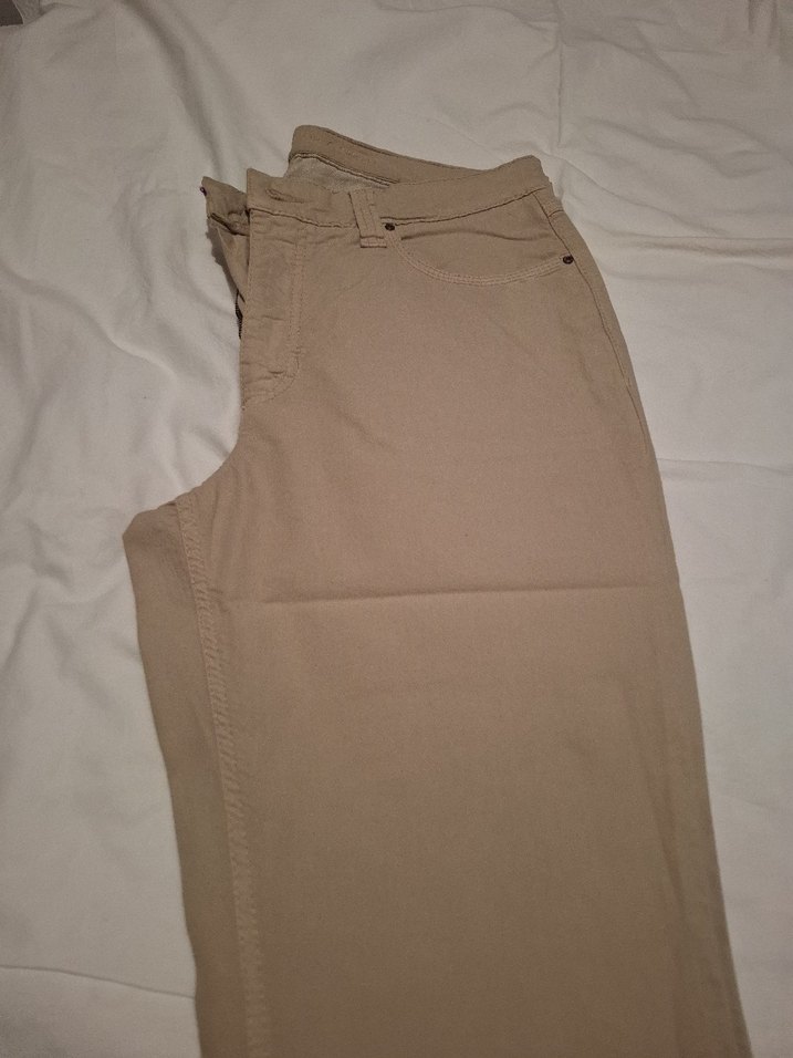 Mavinin ürünü. Bej rengi Kadın Normal Kesim Kot Kumaşı Panton - Görsel 3