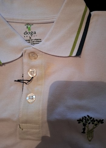 Doğa Koleji kıyafeti Erkek Beyaz Düğmeli Polo Yaka Tişört - Görsel 2
