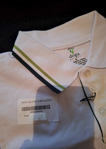 Doğa Koleji kıyafeti Erkek Beyaz Düğmeli Polo Yaka Tişört - Görsel 3