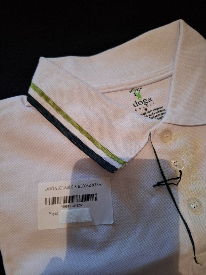 Doğa Koleji kıyafeti Erkek Beyaz Düğmeli Polo Yaka Tişört - Görsel 3