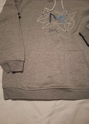 Gri Kapüşonlu Kadın Sweatshirt - Görsel 2