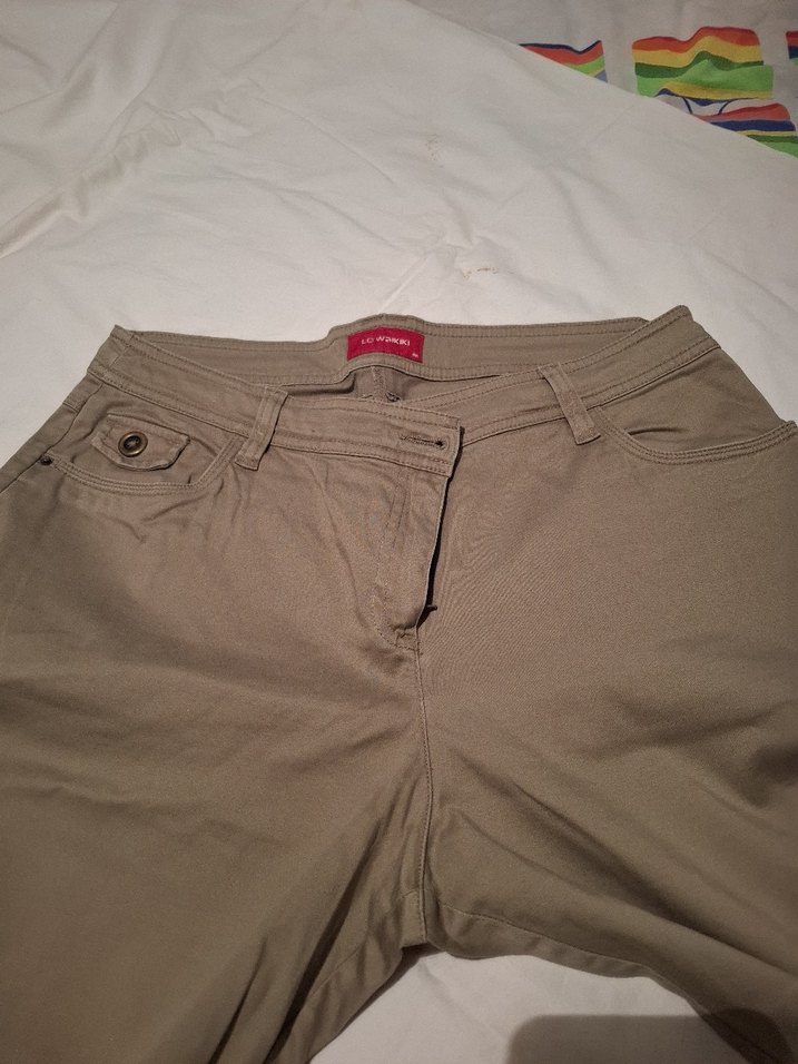 Bej Kadın Keten Kumaş Pantolon - Görsel 4