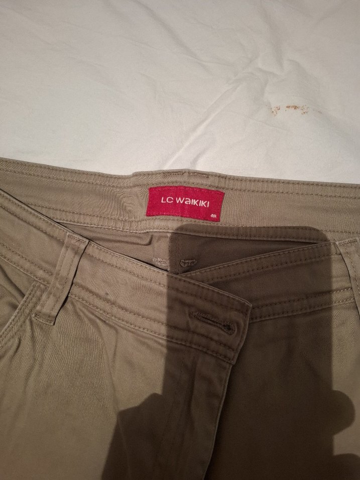 Bej Kadın Keten Kumaş Pantolon - Görsel 5