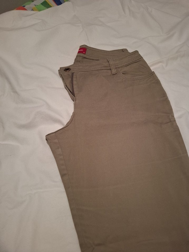 Bej Kadın Keten Kumaş Pantolon - Görsel 3