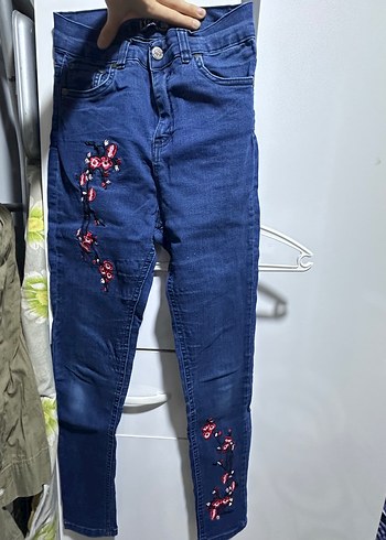 Nakışlı Koyu Mavi Kadın kot Pantolon