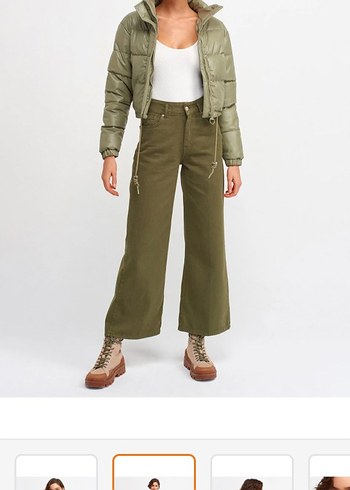 Dilvin haki deri crop mont