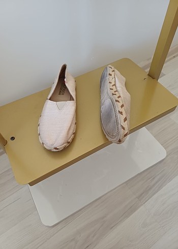 Bej Keten Dolgu Topuklu Kadın Espadril - Görsel 5