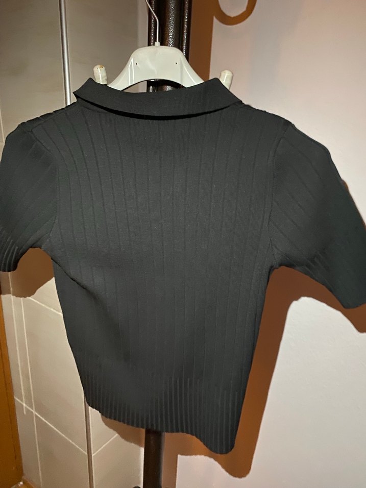 Kısa Kol Siyah Triko Kadın Kazak - Görsel 2