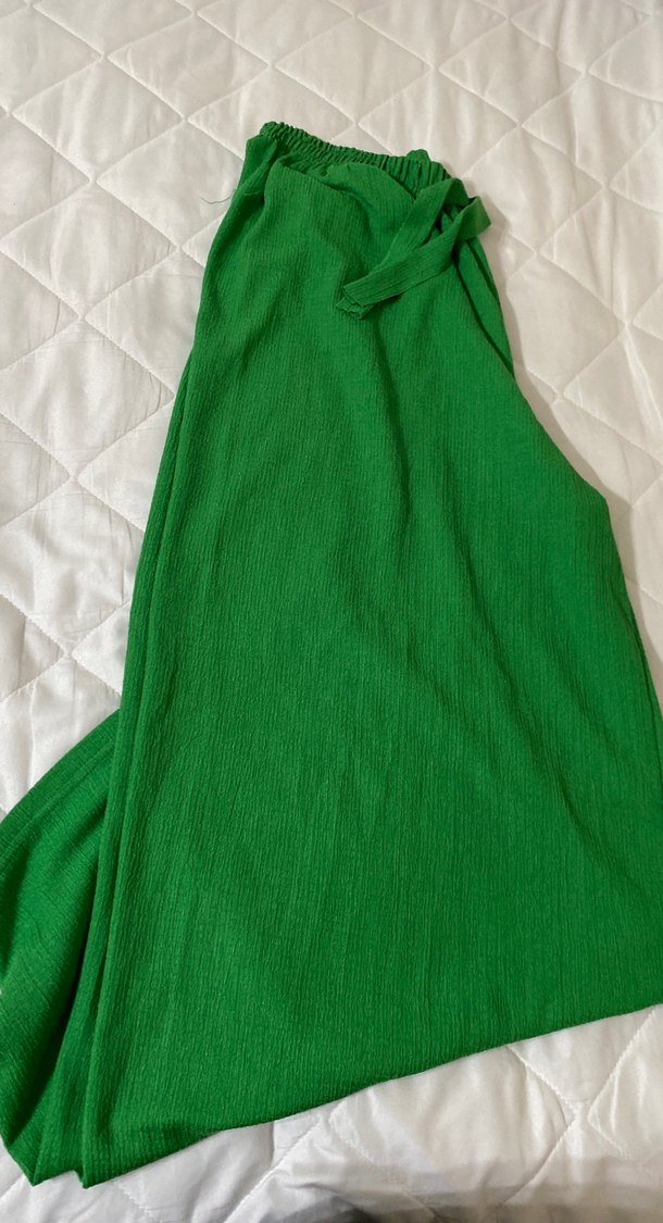 Yeşil Pilili Kadın Kumaş Pantolon - Görsel 2