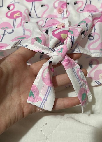 Kız Çocuk Pembe Desenli Bağlamalı Gömlek - Görsel 3