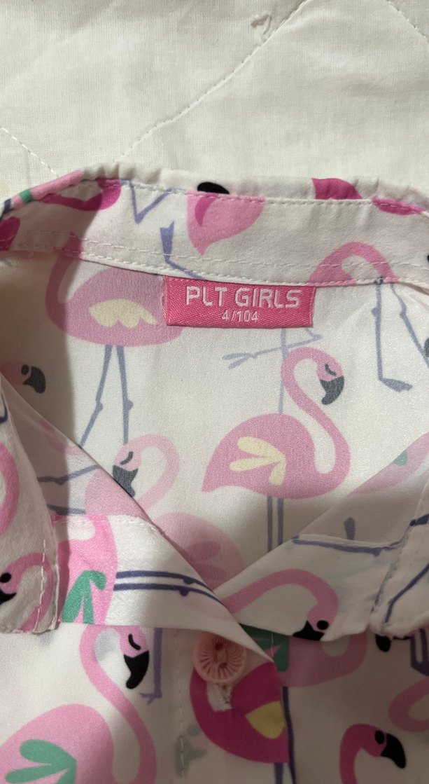 Kız Çocuk Pembe Desenli Bağlamalı Gömlek - Görsel 2