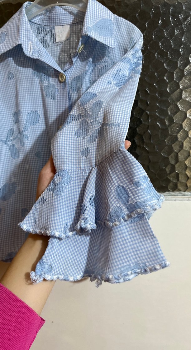 Mavi Nakışlı Gömlek - Görsel 2