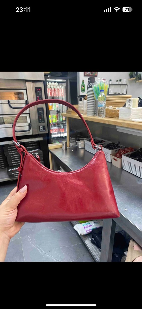 Kırmızı Deri Kadın Çanta - Görsel 2