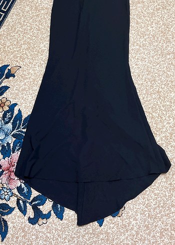 Siyah Straplez Uzun İşlemeli Abiye Elbise - Görsel 4