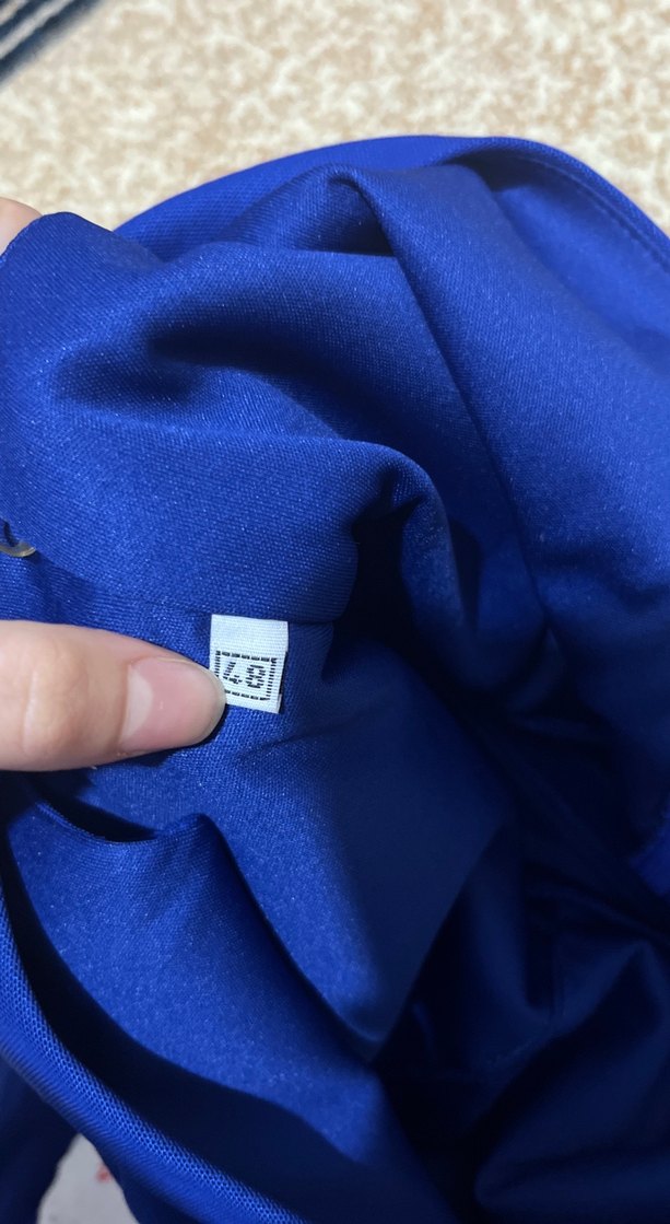 Mavi V Yakalı Uzun Drapeli Abiye Elbise - Görsel 4